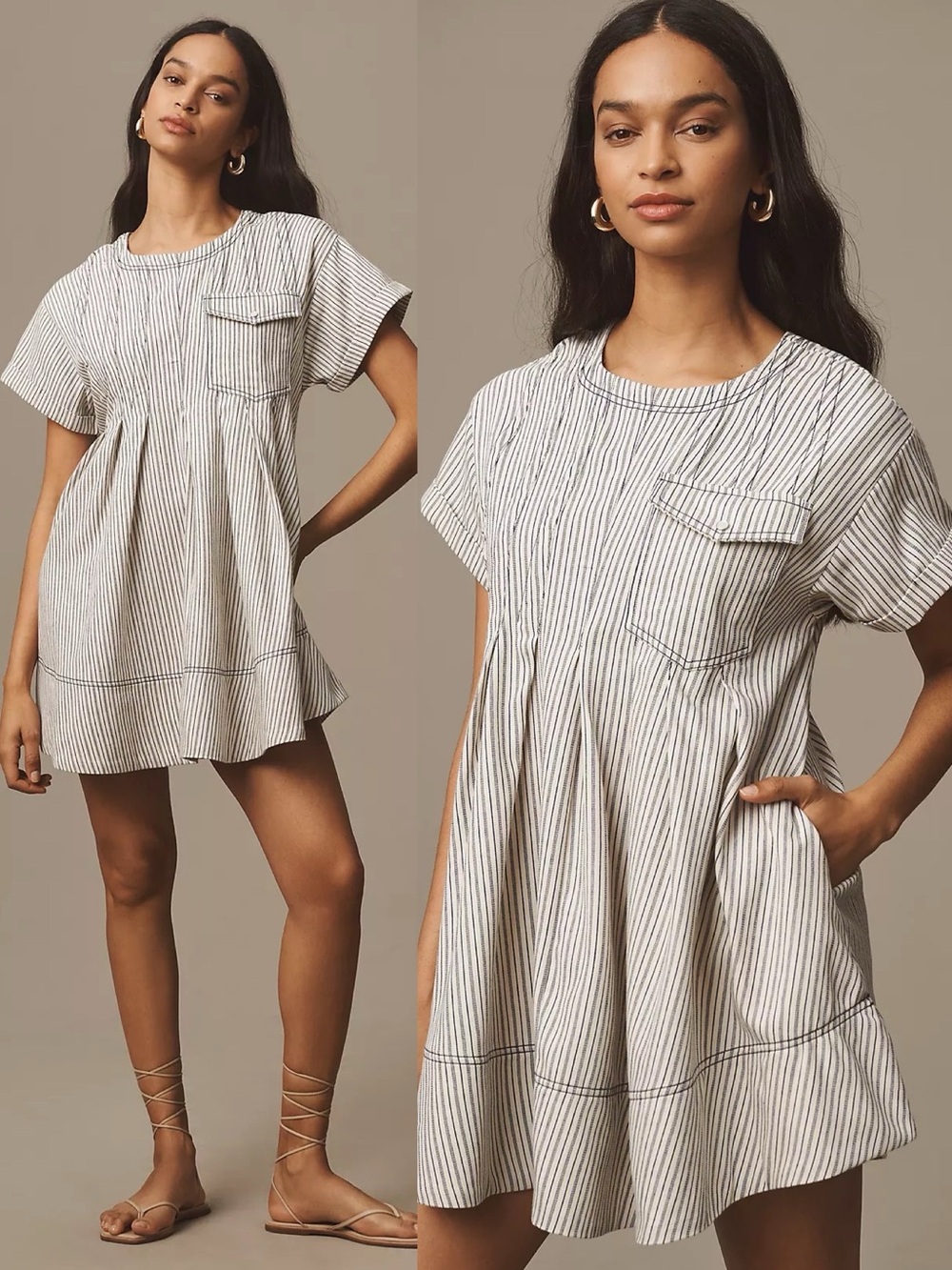 Anthropologie Pilcro Short Sleeve Denim Mini Swing Dress